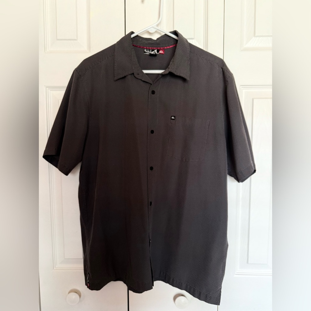 Men's Quicksilver Textured Gray Short Sleeve - Button Up Shirt